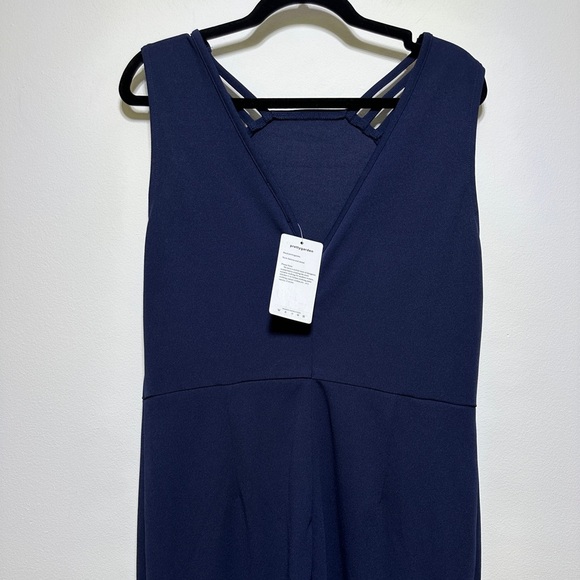 Pretty Garden | Classy Navy Midi Dress | Mermaid Hem | Cocktail & Event Ready - Picture 5 of 7